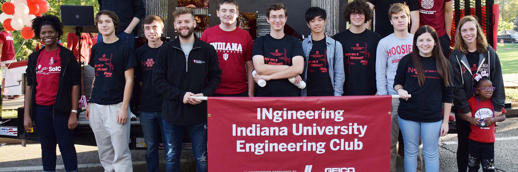 A group of students from the INgineering Indiana University Engineering Club stand together.